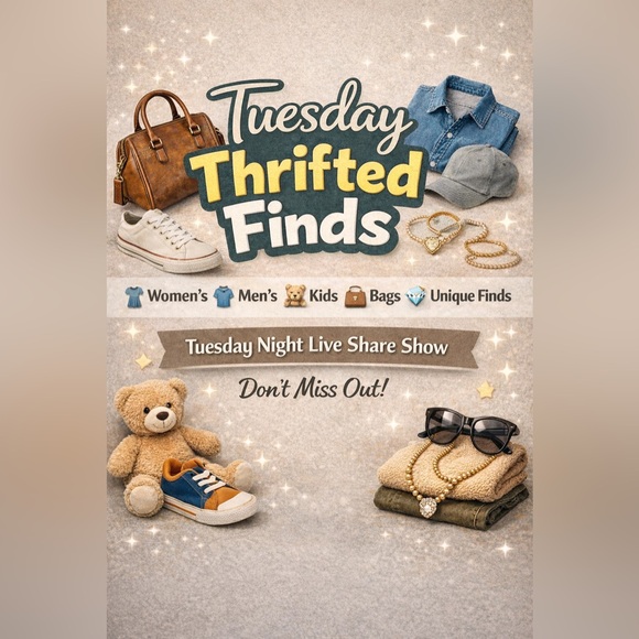 Tops - Tuesday Thrifted Finds Live Share Show Flyer